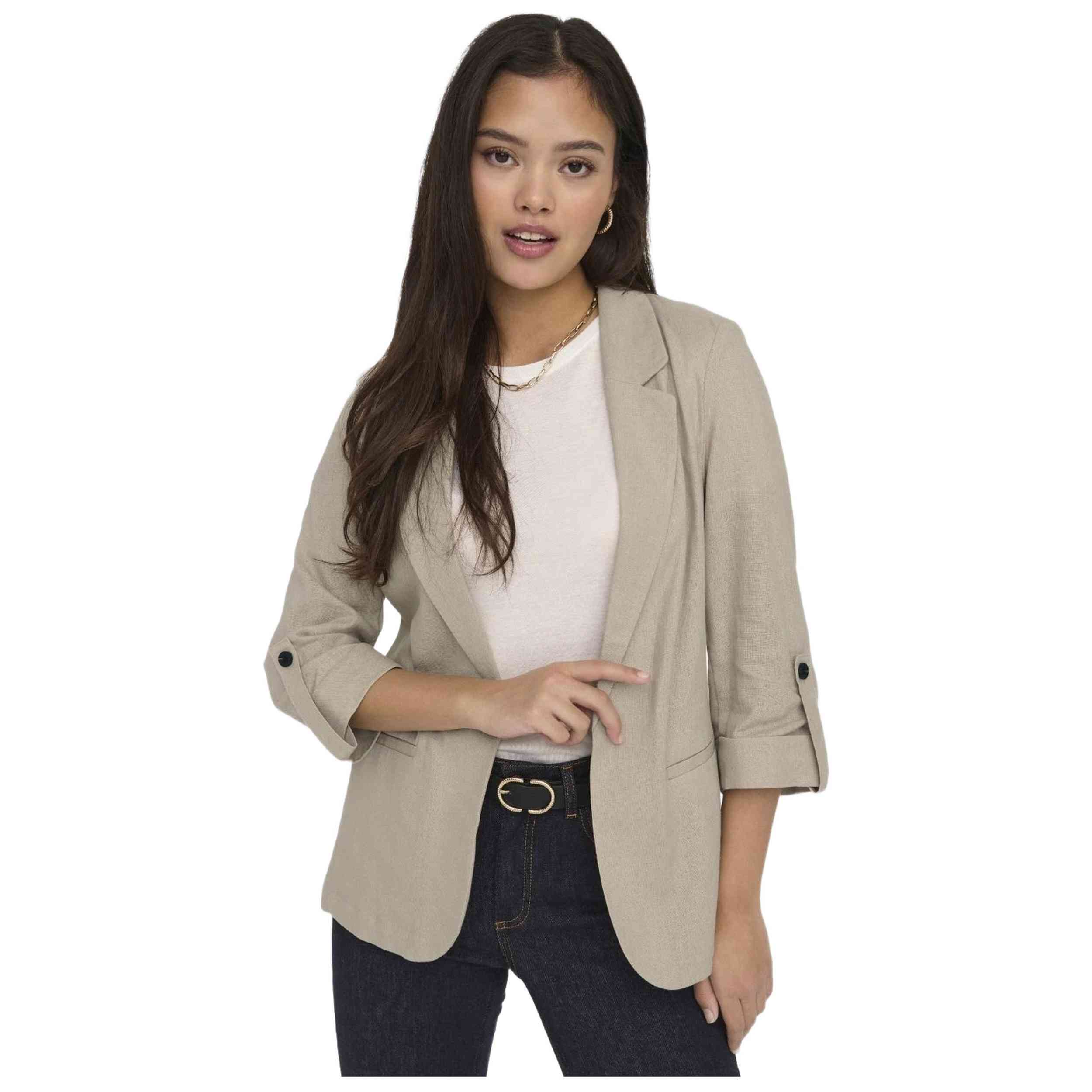 Chaqueta Only modelo Onlcaro 3/4 Unlined Blazer en color Beig