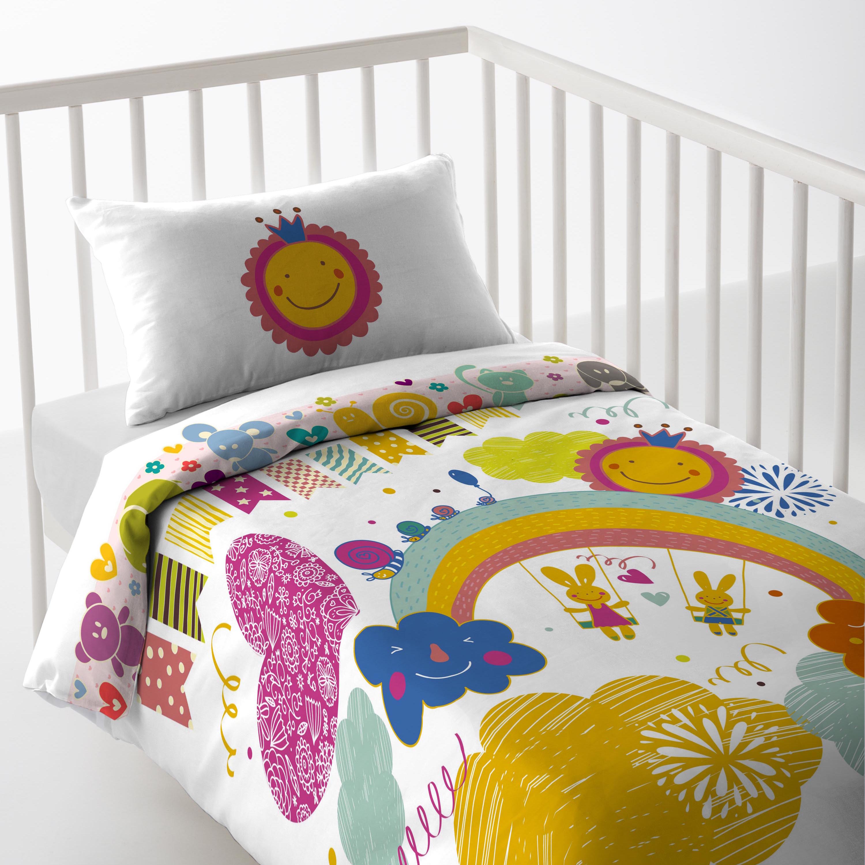COOL KIDS - Funda Nórdica Cuna Estampada Reversible - 100% Algodón Extrasuave - 9 Modelos - Medidas Disponibles 100×120/115×145 cm - Fabricado en España