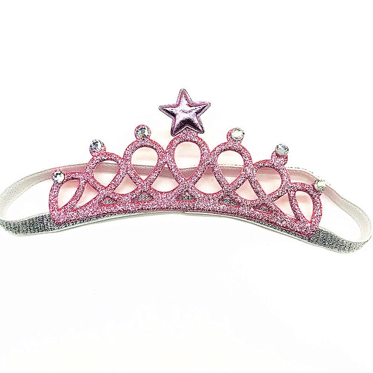 Babyhaarbanden, prinsessenkroonband, 1 pak kroonhoofdband Babyhaaraccessoires voor meisjes verjaardagsfeestje Zacht katoen Elastisch Sierlijk, roze