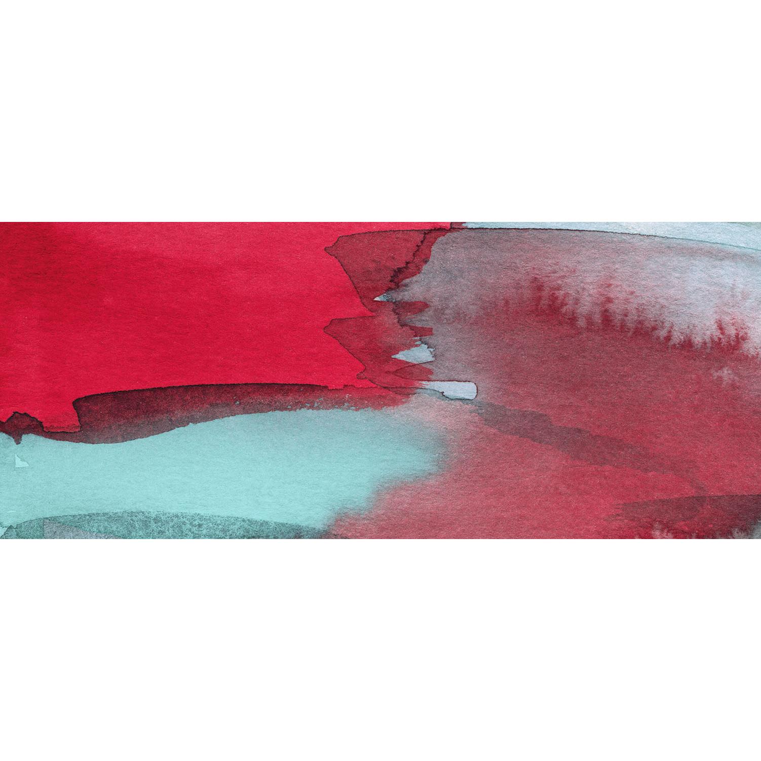 Cuadro decoración pared LIENZO SIN ENMARCAR horizontal grande “ECO” Acuarela Lienzo Alta Calidad Arte Contemporáneo Rojo Turquesa Azul Gris Moderno Entradas Hall Salon Dormitorio juvenil Comedor Colores Vivos Ref ANA DURAN A 116
