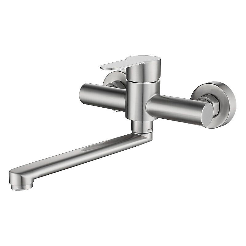 CA Grifo de cocina de pared, mezclador de acero inoxidable, giratorio 360° para fregadero.