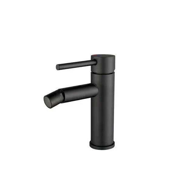 VALAZ Ason Grifo de bidé redondo con llave monomando fabricado con acero inoxidable de color negro mate