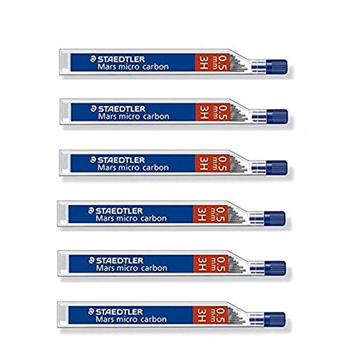 STAEDTLER - Juego de 6 estuches de 12 minas (micro carbono), 0,5 mm, 3H