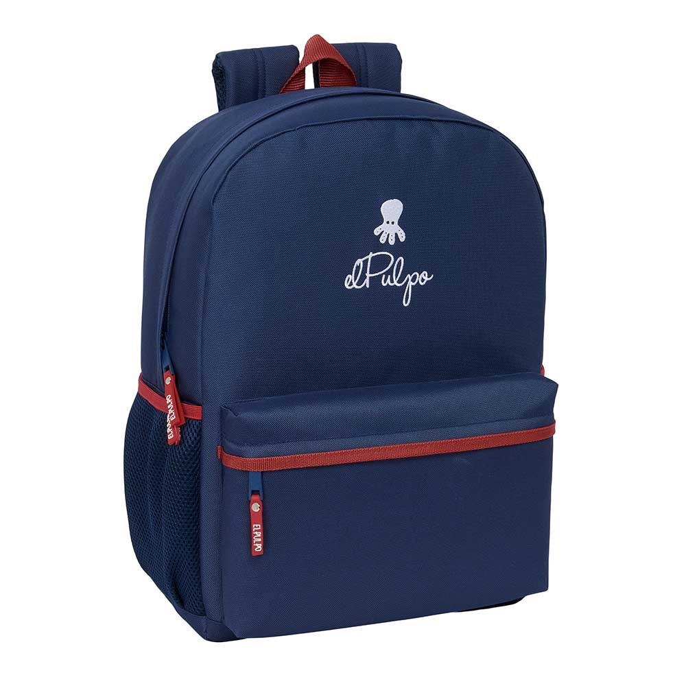 SAFTA | Mochilas Escolares Doble El Pulpo para Portátil y Tablet Compartimento Antirrobo Trasero Acolchado, Doble Tirador en Cremallera Principal, Bolsillo Frontal con Cremallera, Asa Superior, Marino