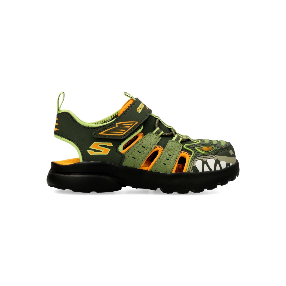 Skechers - Sandalias de pescador Razor Splash - Raptor Quest para niños con detalles luminosos, cordones elásticos y plantilla acolchada