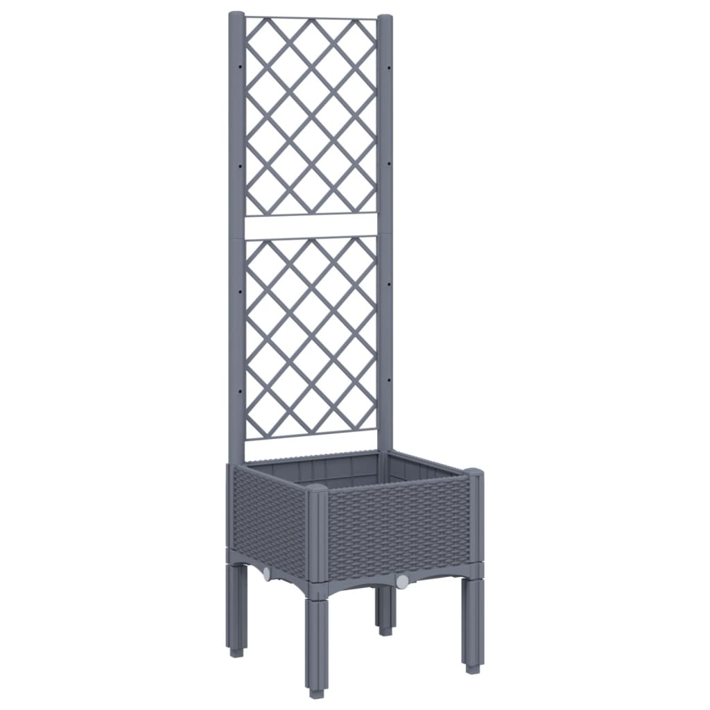 vidaXL Jardinera con enrejado PP 40x40x142 cm Color Gris, Gris claro, Negro y mas
