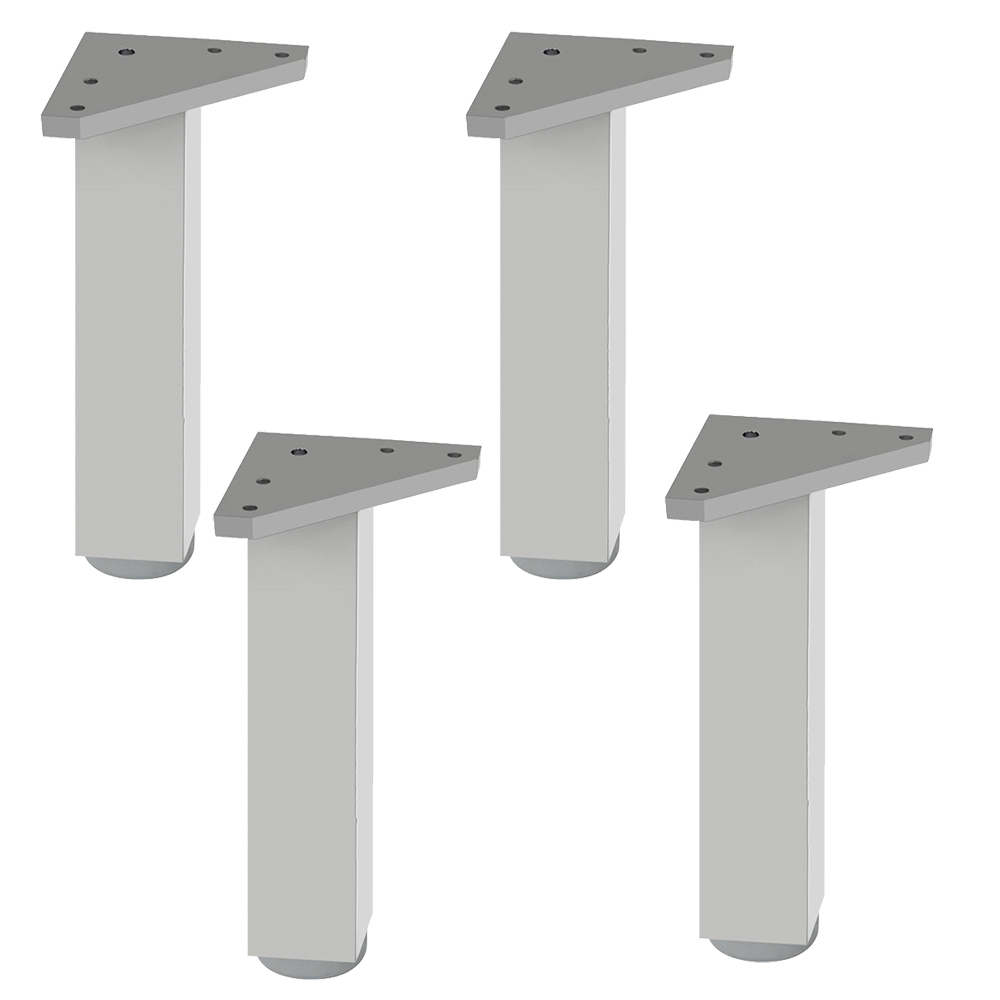 4 un. Pata pie cuadrada para Mueble en aluminio 40x40mm altura 200mm aluminio mate con regulador Nivelador