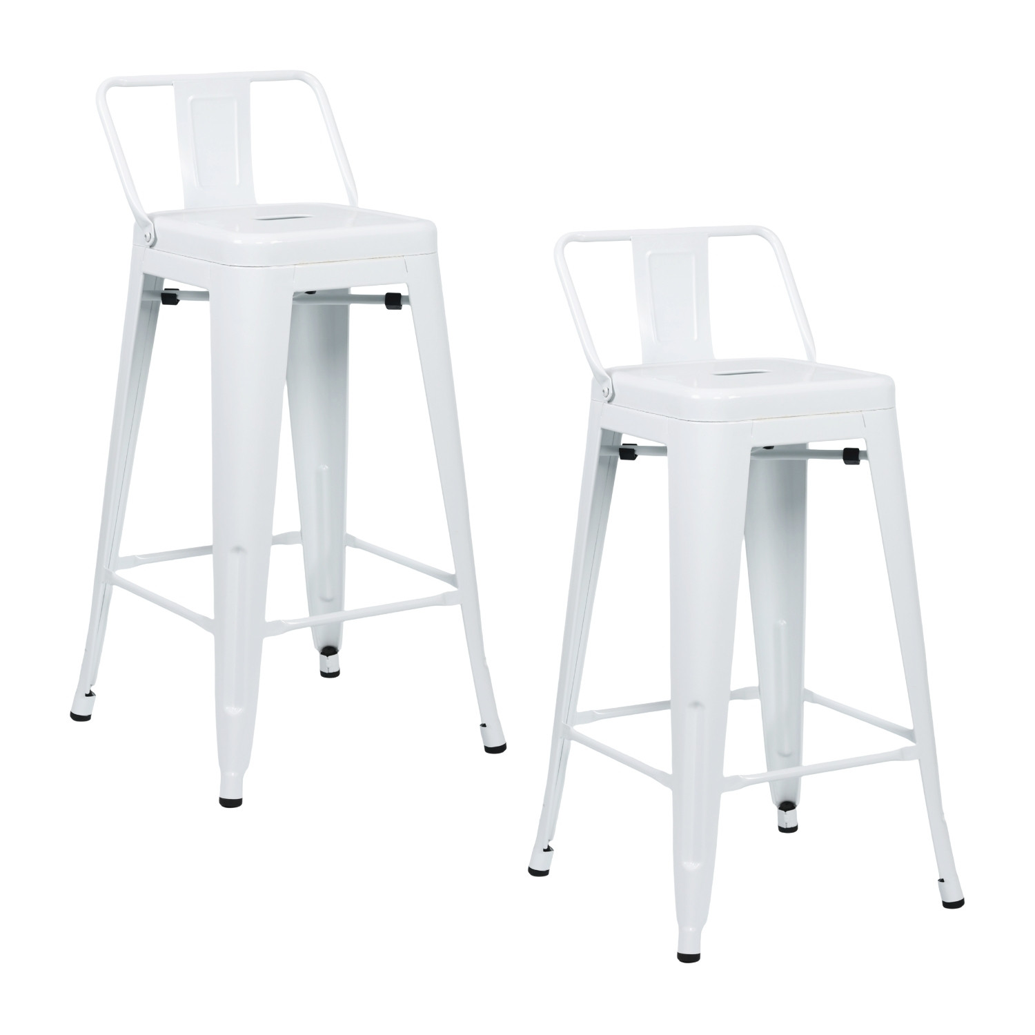 Pack 2 Taburetes Altos Industriales Apilables de Acero 41x41x85cm Thinia Home