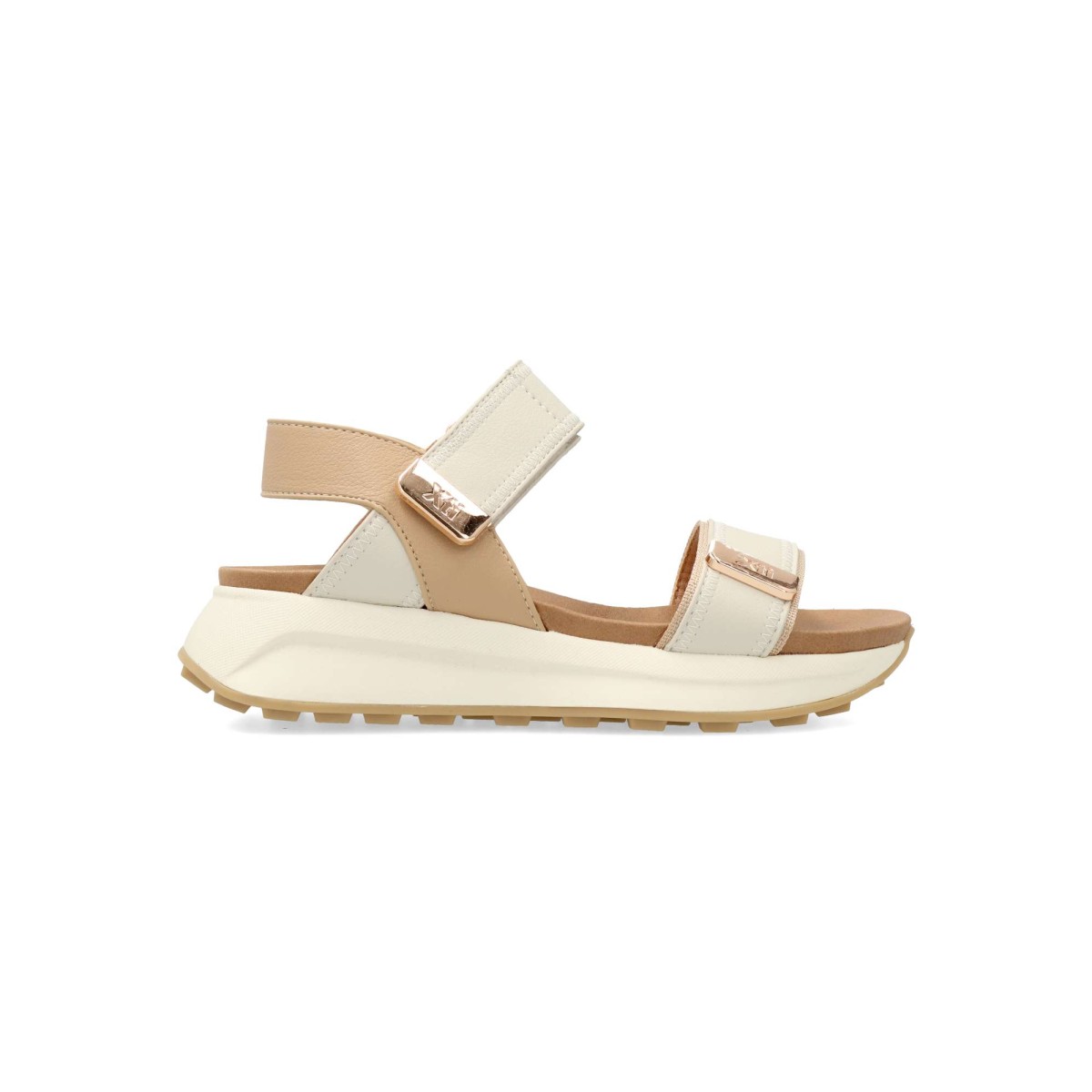 Xti - Sandalias de mujer estilo casual en piel vegana con cierre de tiras adherentes y suela antideslizante, certificadas veganas