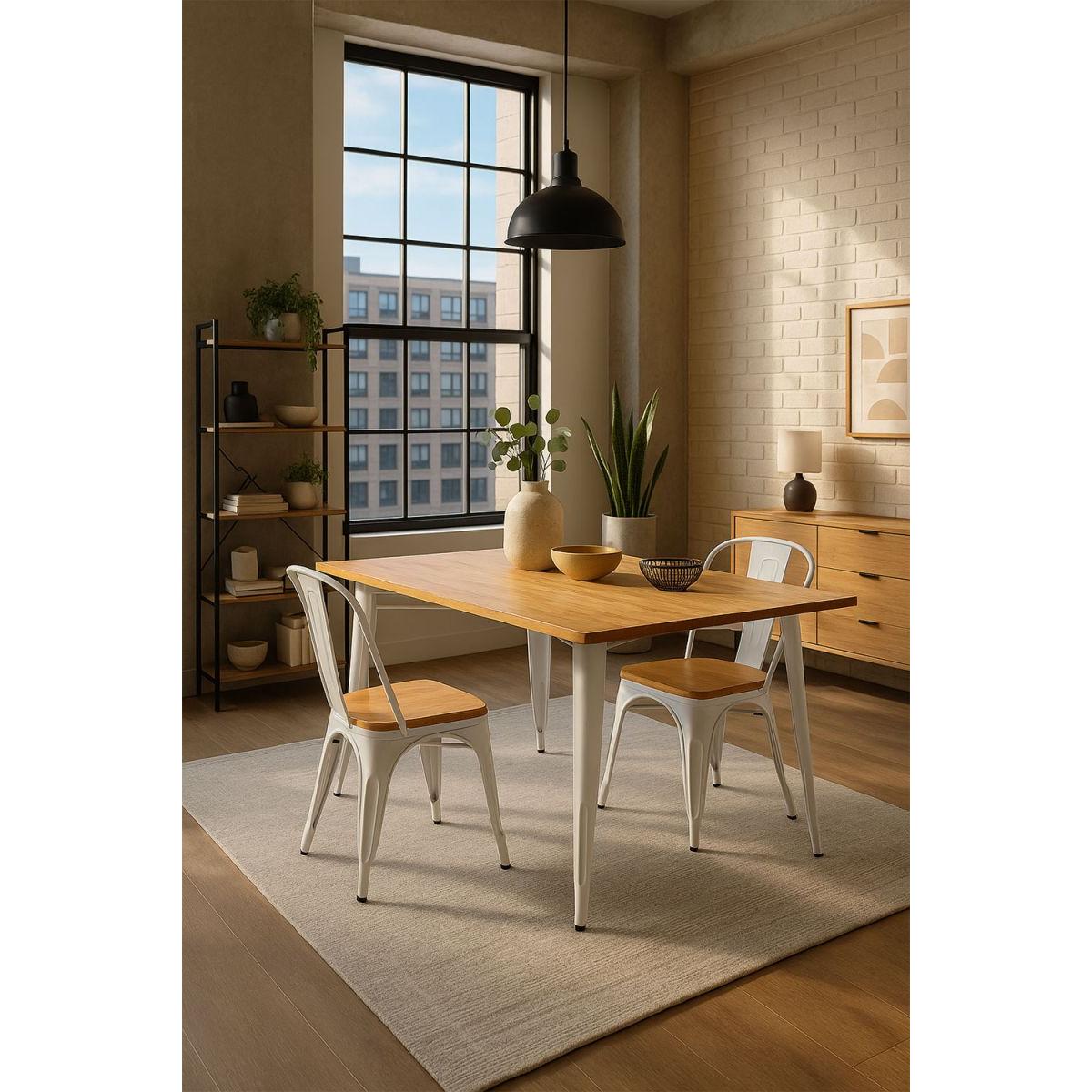 Regalos Miguel - Mesas Bar - Mesa Torix Rectangular Madera Natural 120 x 60 cm - Blanco