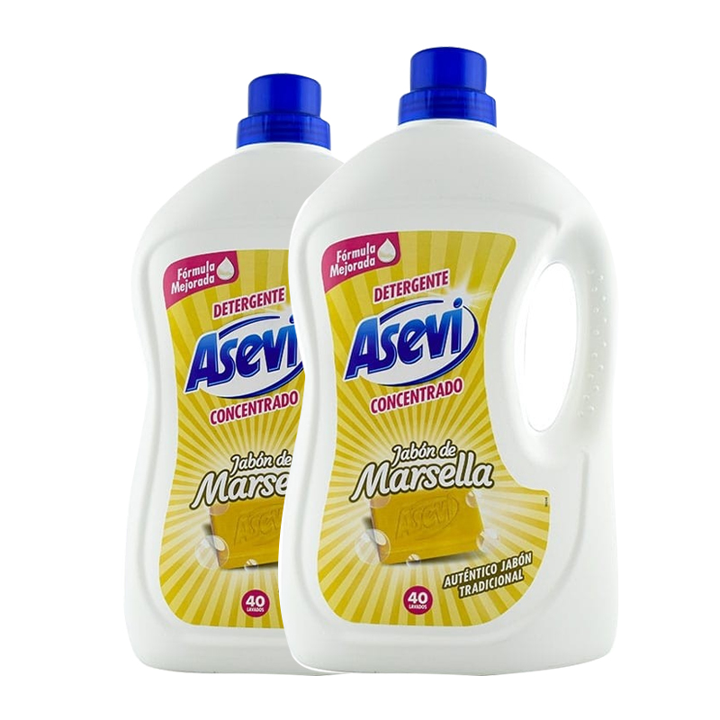 Detergente líquido Asevi jabón de Marsella 44 lavados x2 Total 88 lavados