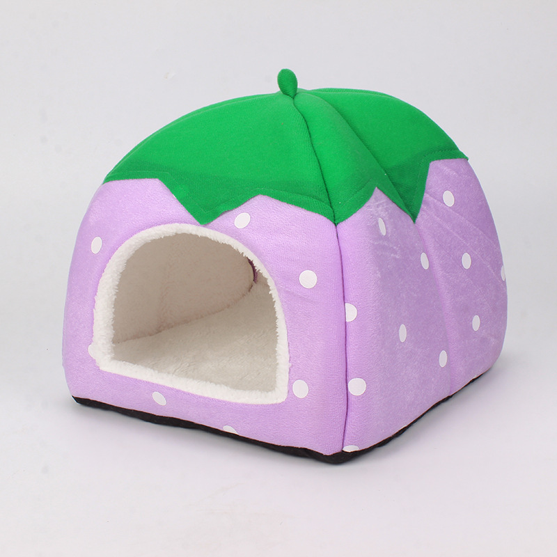Cama para Gatos y Perros en Forma de Fresa - Mueble para Mascotas Pequeñas (Caniche, Pomerania, Bichón) para Interior Todas las Estaciones