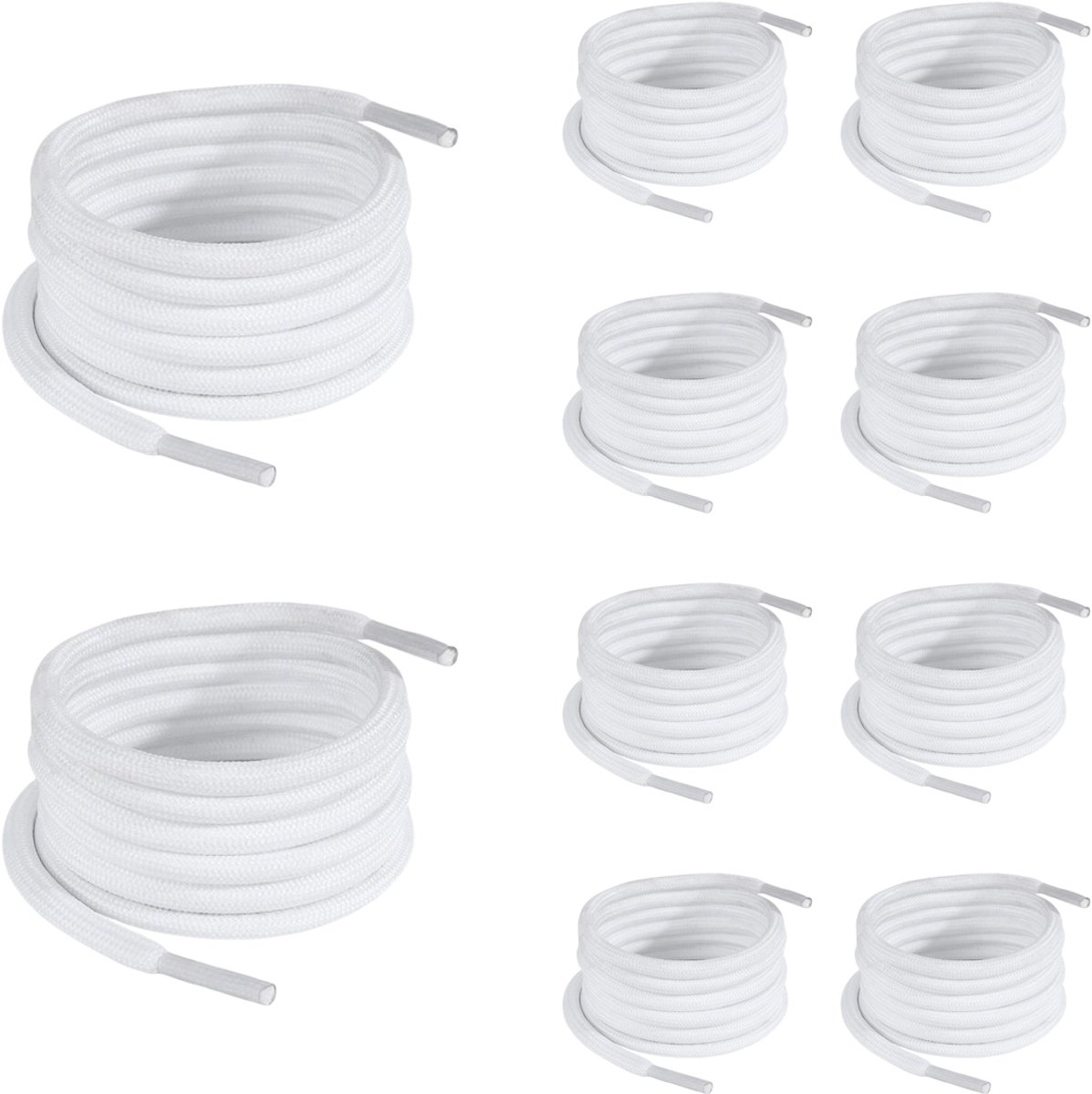 5 pares de cordones redondos - Cordones para zapatos - ø4 mm - 120cm - para botas/zapatos de senderismo/zapatos de trekking - Blanco