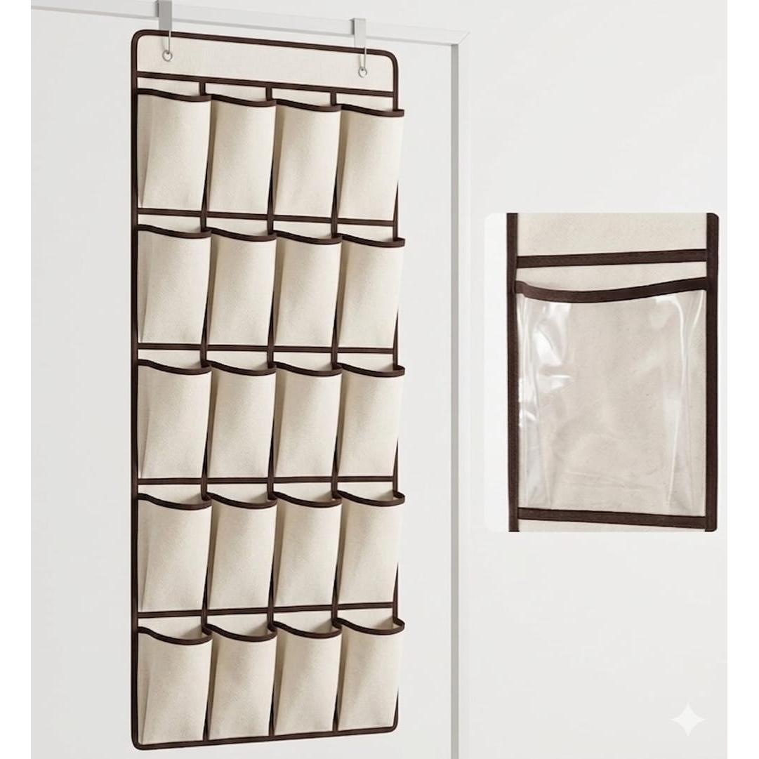 Organizador de Zapatos Colgante para Puerta con – Ahorra Espacio, Tela Resistente, Fácil Instalación, Ideal para Closet y Dormitorio- 12 y 20 bolsillos