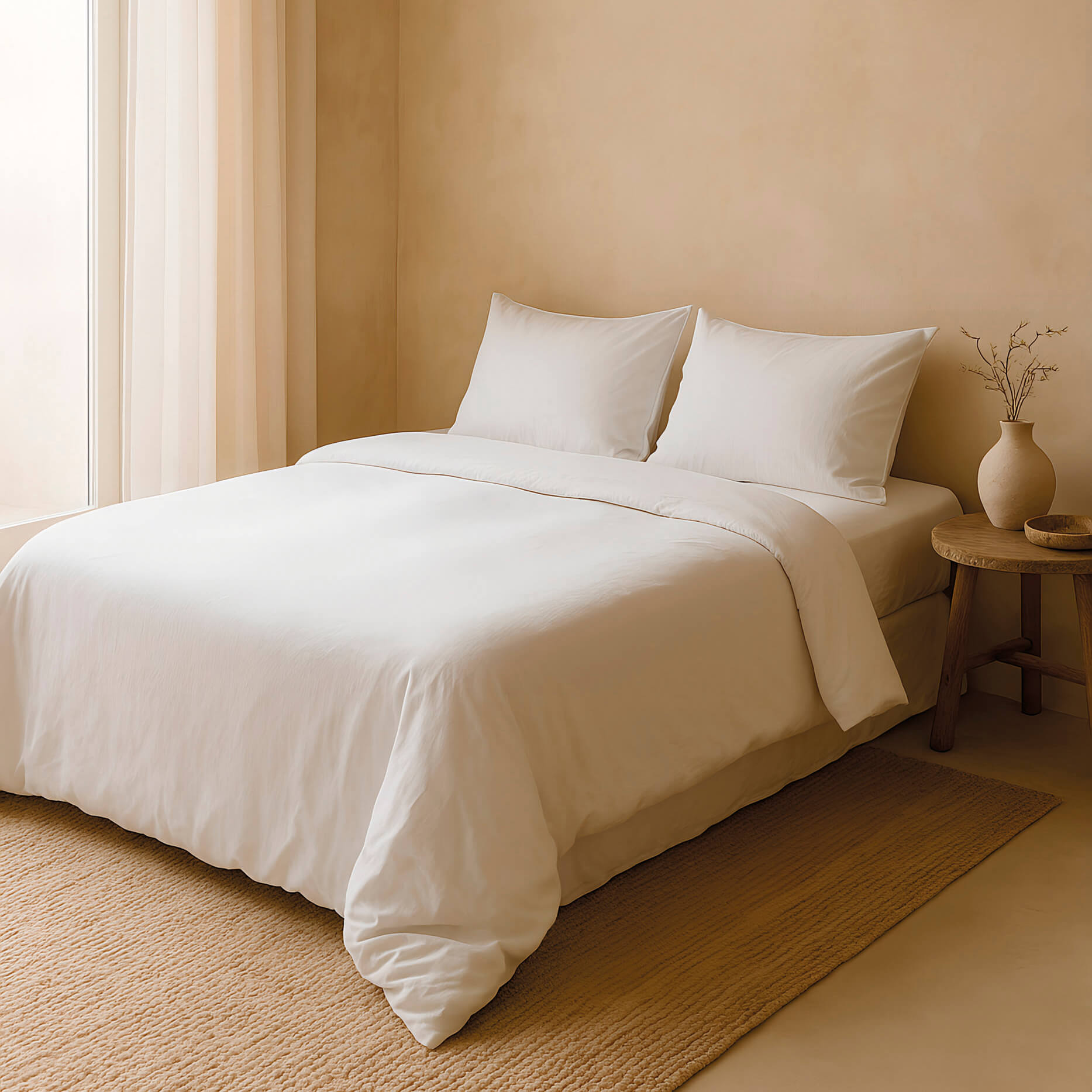 NATURALS - 1 pieza Funda Nórdica Lisa 100% Algodón con Cierre de Botones - Tacto Extrasuave - Medidas Disponibles 140x200/240x220/260x240 cm - Fabricada en España