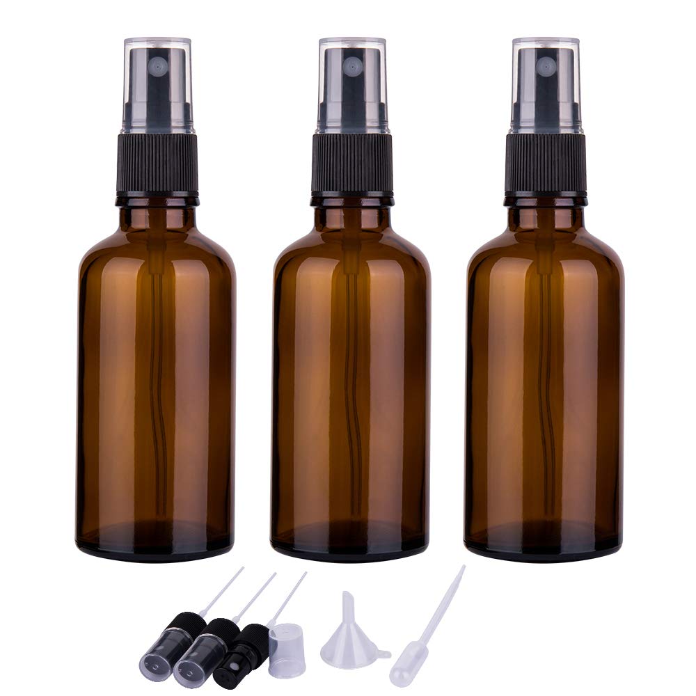 TK Botella De Perfume De Vidrio Ambar 5pcs 5ml-100ml Con Atomizador Recargable Para Viajes Y Aceites Esenciales