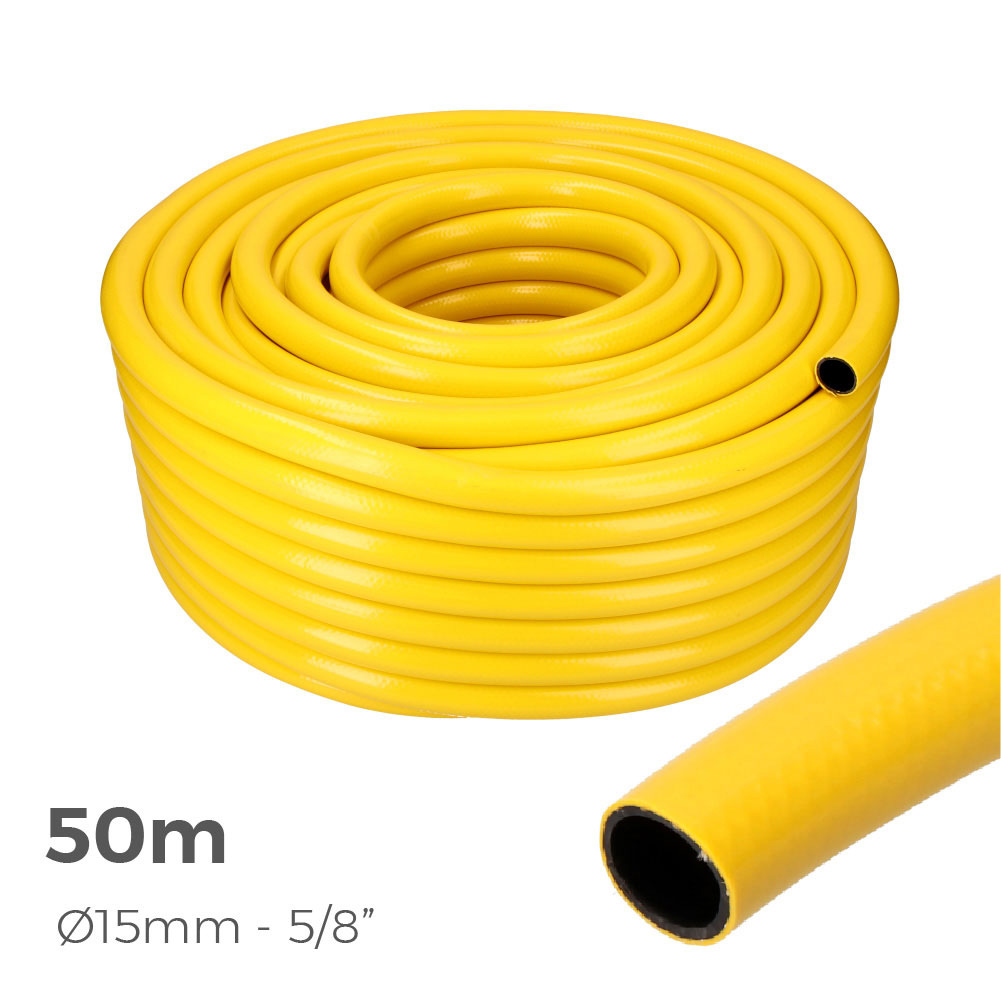 MANGUERA AGRICOLA COLOR AMARILLA Ø INTERIOR 15mm Ø EXTERIOR 20mm (5/8") ROLLO 50m EDM