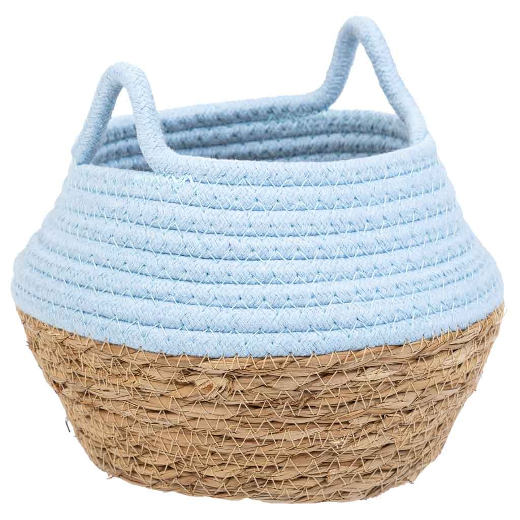 Wonderlust Deco - Cesto de fibra natural y algodón azul d18x13/16.5 Azul 15x19x17