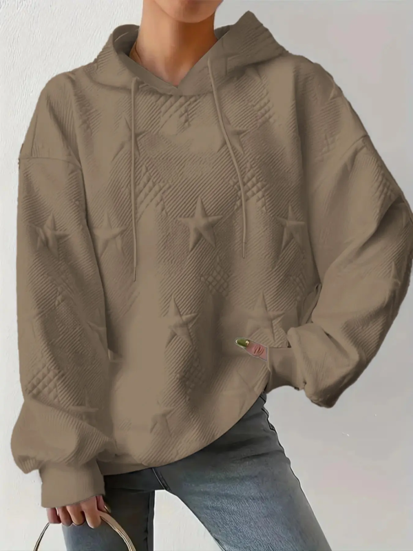 TK Sudadera De Moda Para Mujeres De Talla Grande Con Capucha Largo Manga Suelta Casual Otoño Invierno Color Sólido Con Cordón