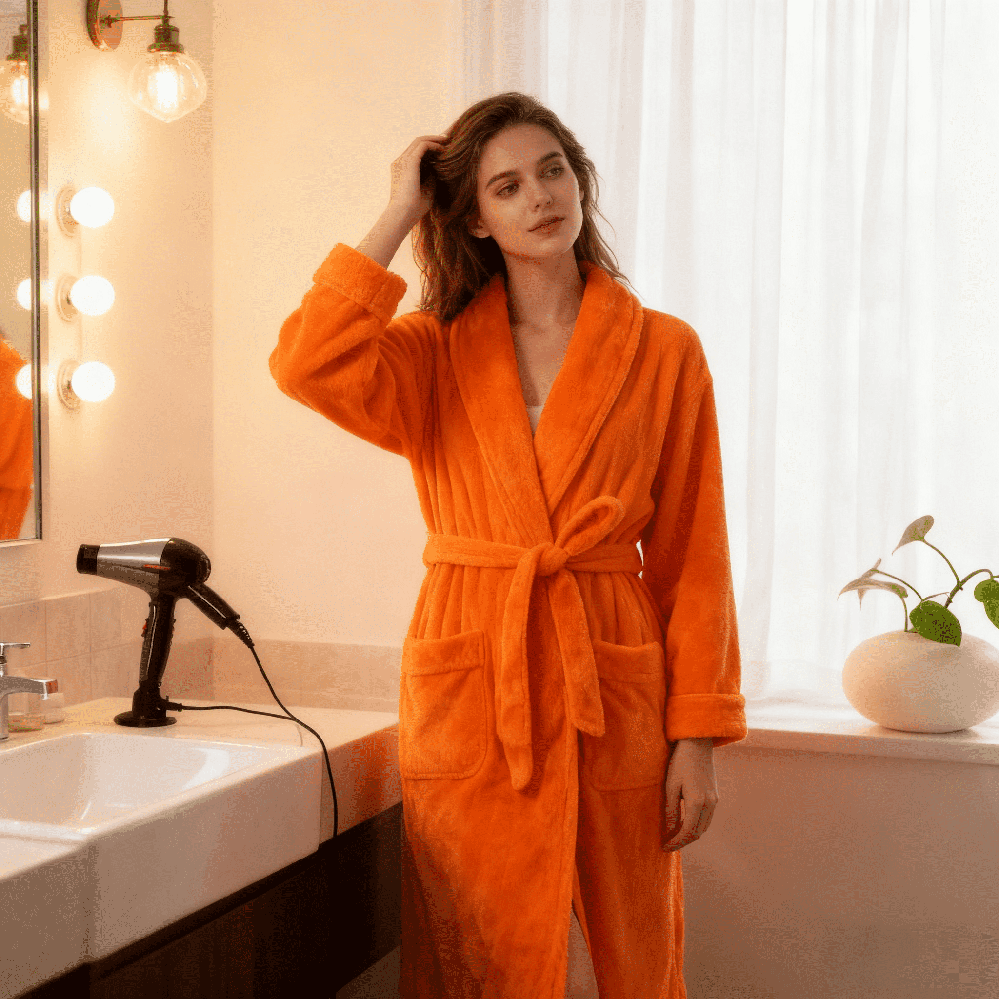 Bata, absorbente, de algodón, esponjosa y suave, adecuada para tamaños de baño y ducha: M, L, XL, XXL