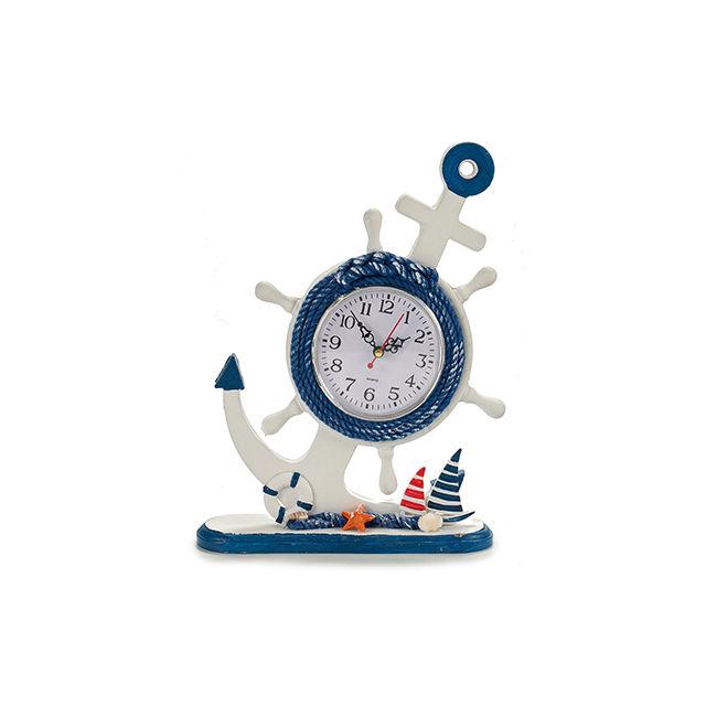 Arte Regal Reloj de Pared Madera Timón con Ancla Estilo Náutico