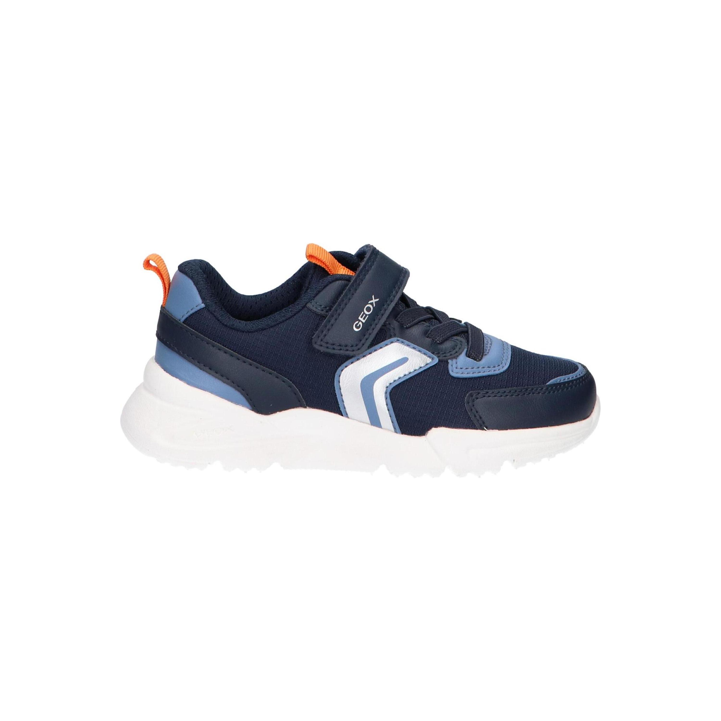 Geox Casual Sneakers for Girls in Blue, canvas with textile lining and rubber sole, closed toe design; comfortable girl sneakers for casual outings and sports activities, perfect children's shoes for girls.