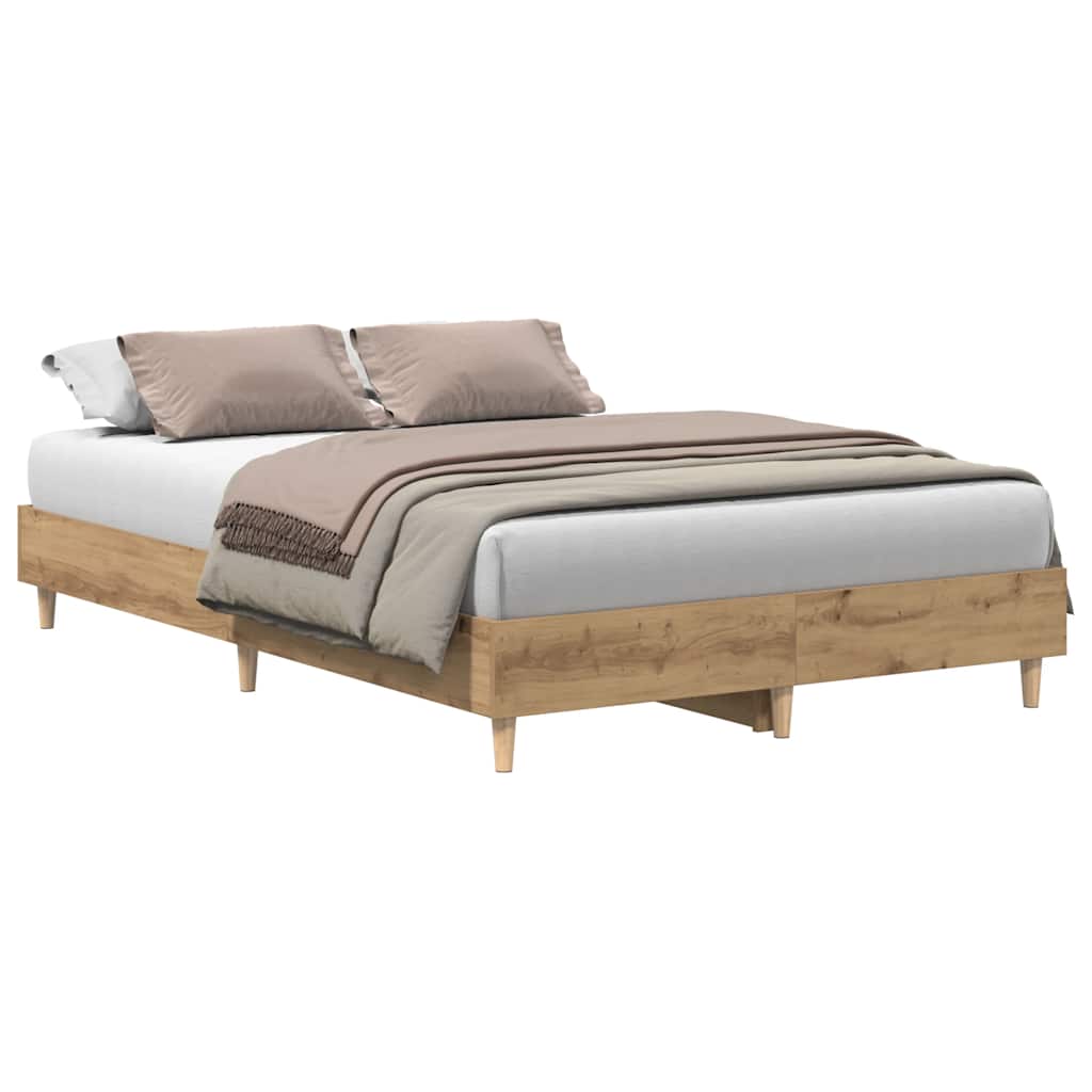 vidaXL Estructura de cama sin colchón roble artesanal 135x190cm madera