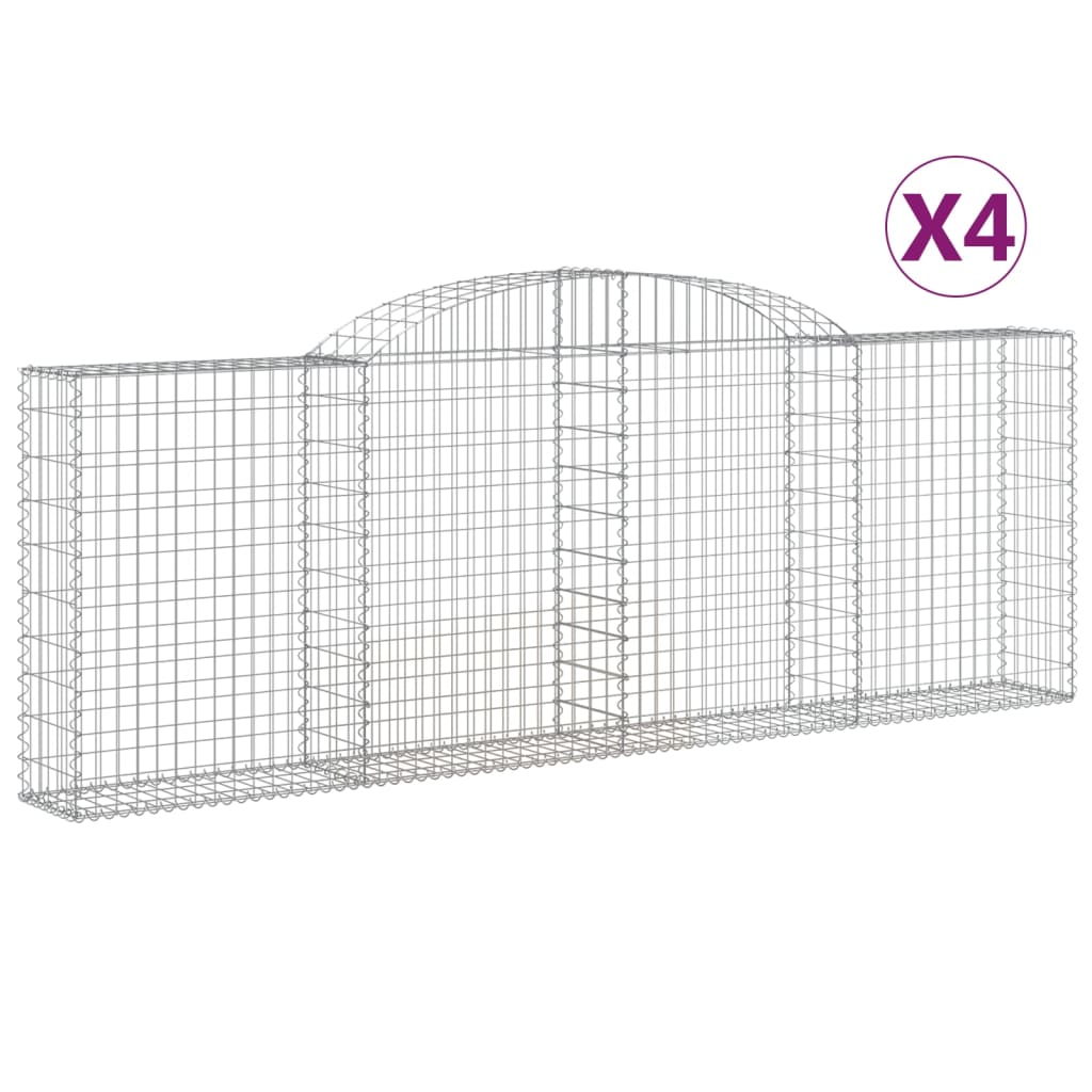Vidaxl Cestas de Gaviones 4 Uds Forma de Arco Hierro 300x30x40/60 Cm
