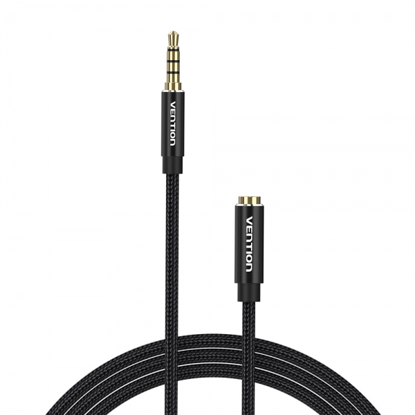 Vention cable estereo jack 3.5 macho a jack 3.5 hembra - 0.5m - color negro