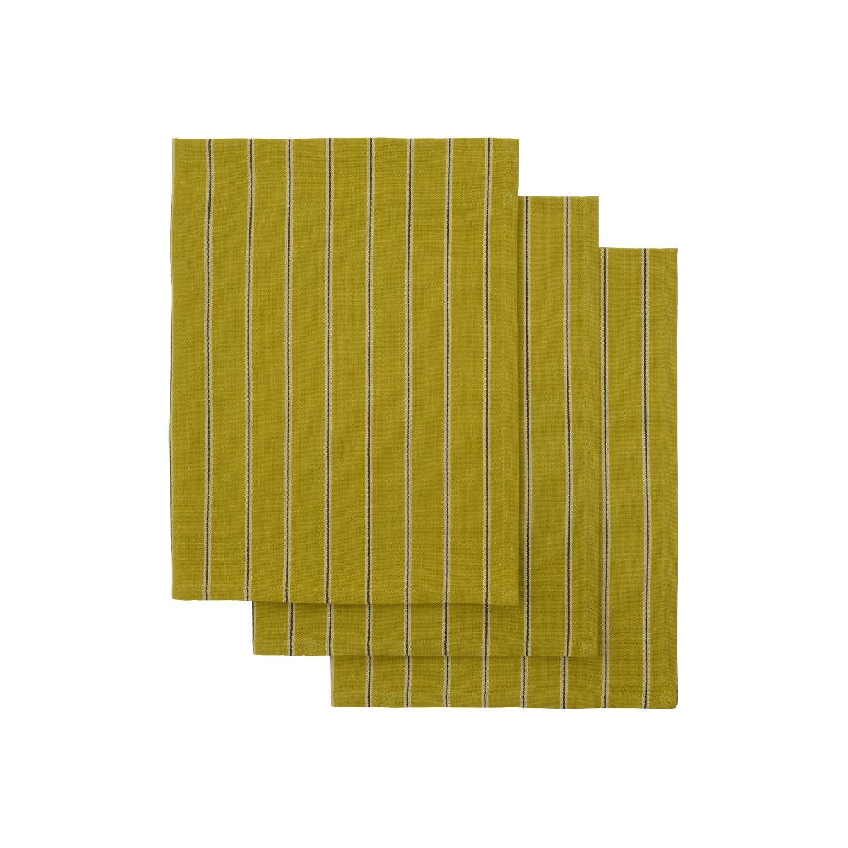 Set de 3 Paños de Cocina Grandes 100% Algodón - House Doctor, 75 cm, Color Mostaza con Diseño Moderno, Certificación Oeko-Tex®