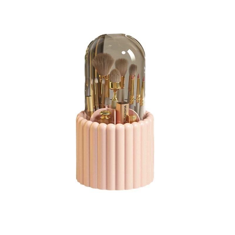 1 organizador giratorio para brochas de maquillaje, caja de almacenamiento de cosméticos de gran capacidad, para tocador, soporte giratorio de 360 grados para brochas de maquillaje, organizador de brochas de maquillaje con 7 ranuras, soporte para bolígr