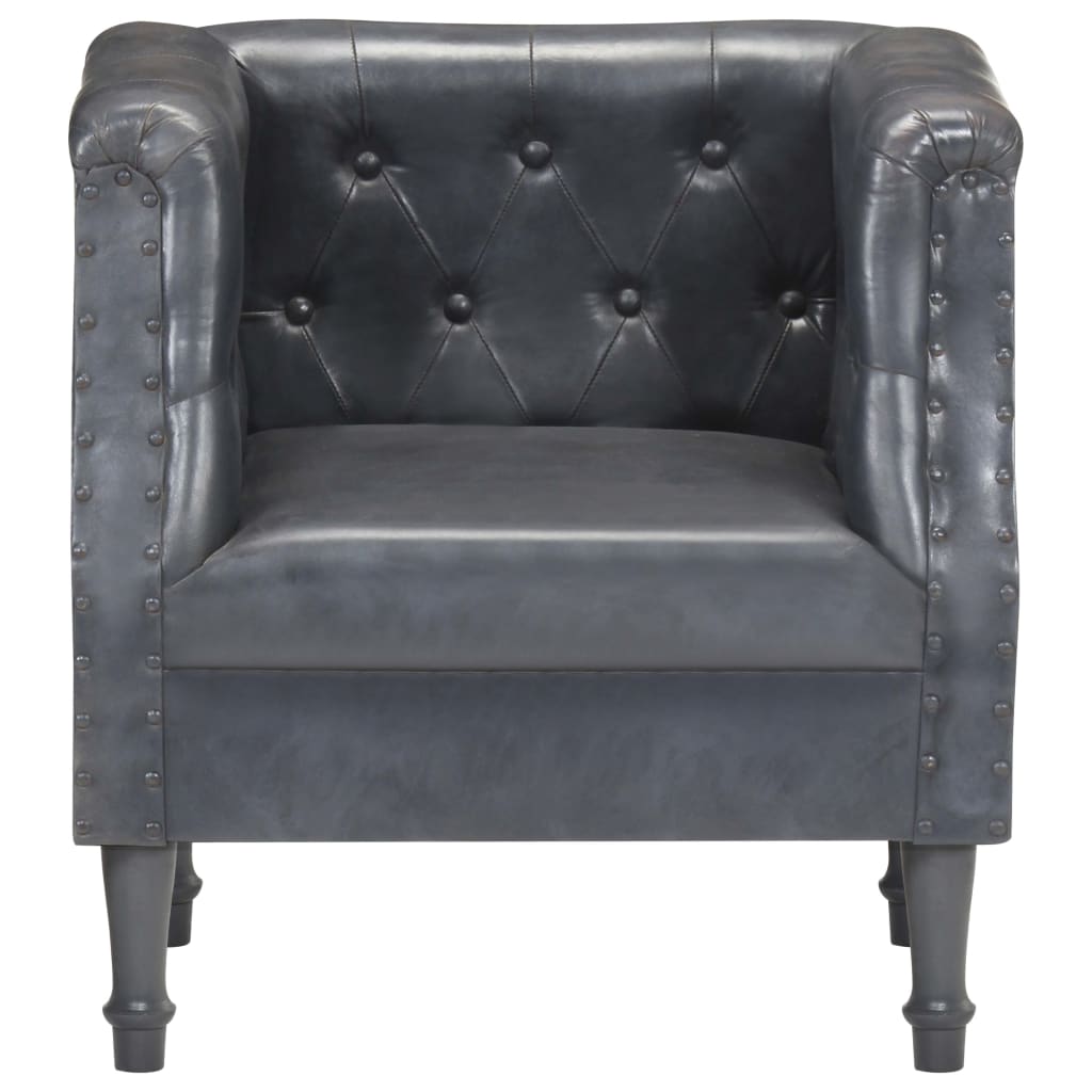 vidaXL Sillón de cuero auténtico Marrón, Negro, Gris Sillon Dormitorio Sillon Comodos Silla Relax Sillón Sofá