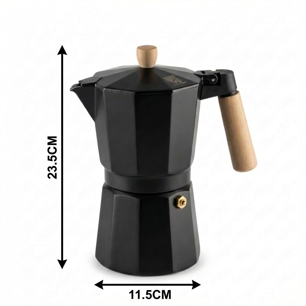 Cafetera Italiana Moka Espresso de Aluminio para Gas/Eléctrica/Vitro (No Inducción) | 3/6/9/12 Tazas | Happy Friends