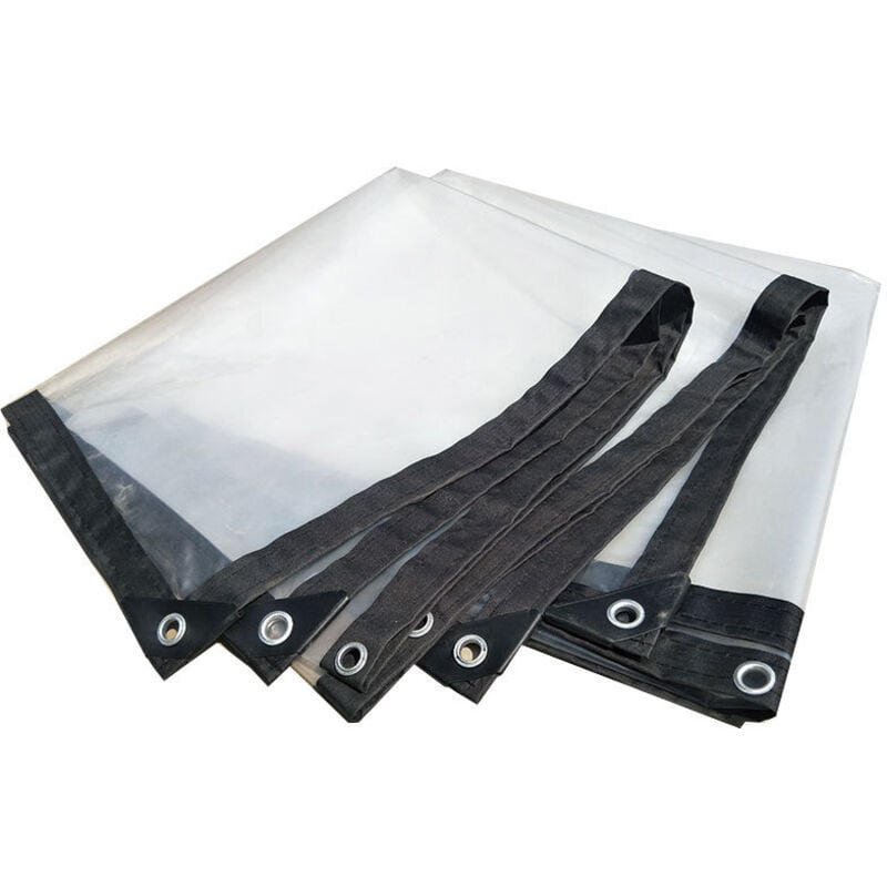 CA Lona impermeable transparente de 2 x 2 metros con ojales, lona de plástico transparente engrosada, lona impermeable