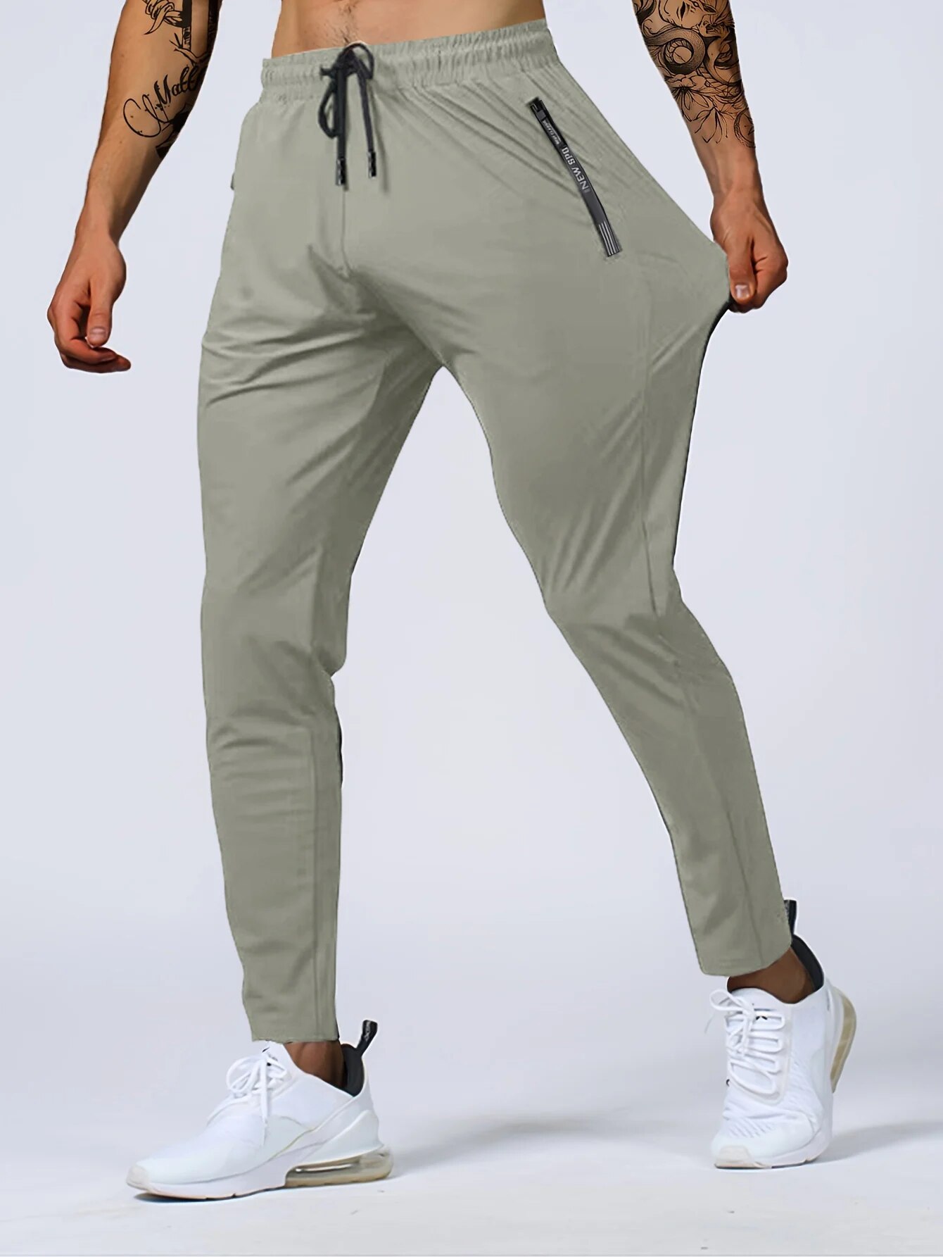 TK Pantalones De Running Para Hombre Con Cinturón Ajustable Y Doblez Almidonada Rápida Transpirables Pantalones Deportivos De Alta Estirabilidad Para Fitness