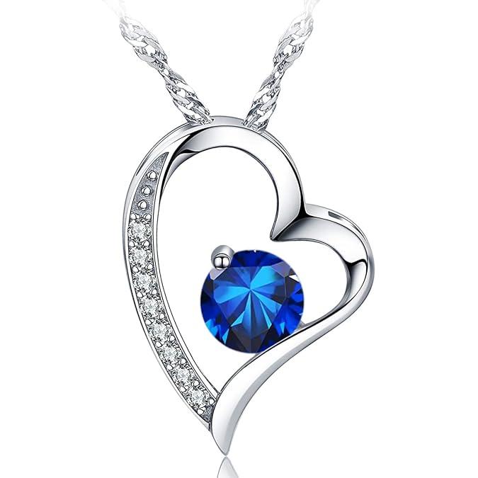Collar con colgante de amor para mujer, revestimiento S925, joyería con piedra natal 5A, regalo para mamá y amante