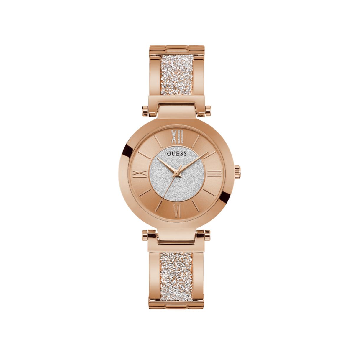 Guess Reloj Mujer Caja De Acero Pulsera Acero De Color Oro Resistente Al Agua 3 Atm W1288l3