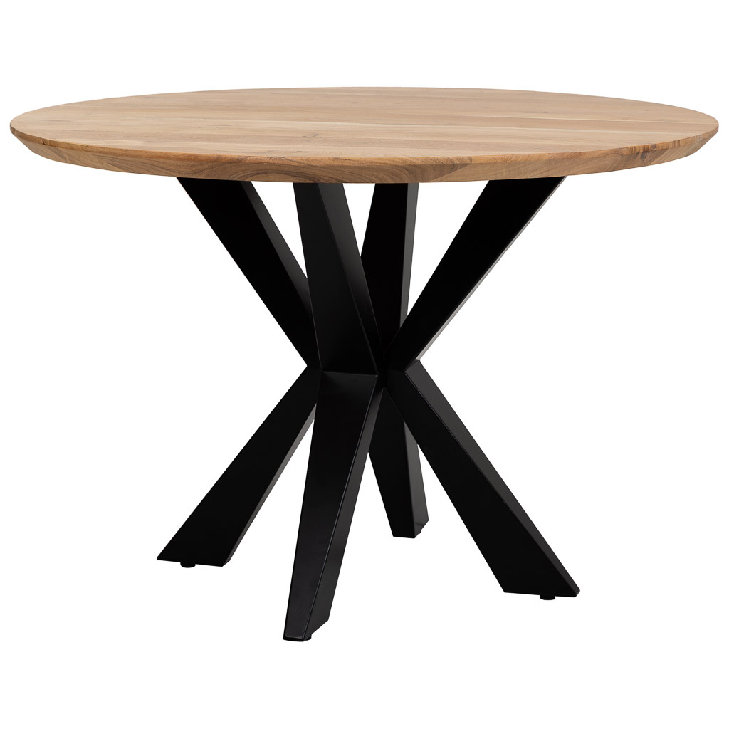 Wonderlust Deco - Mesa de comedor redonda de madera de acacia acabado color  D100x76 Marrón D100x76h cm