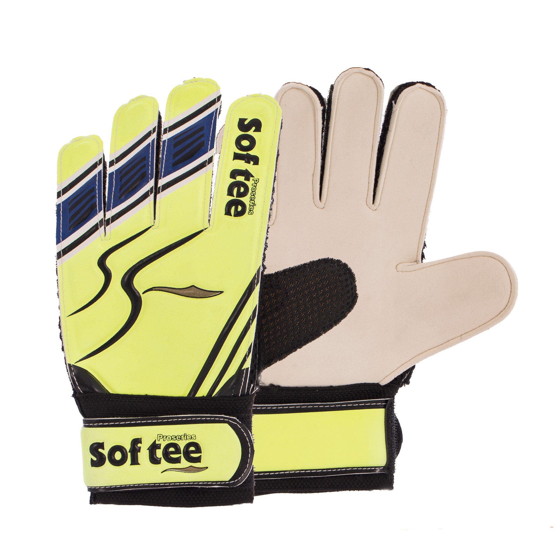 par de guantes portero softee américa color amarillo flúor tamaño 7