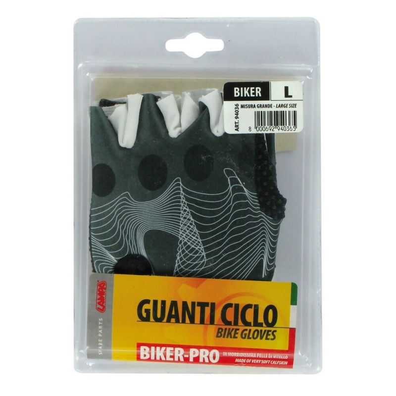 Guantes De Ciclismo Biker-Pro Tg.L De Cuero Y Lycra LAM94035