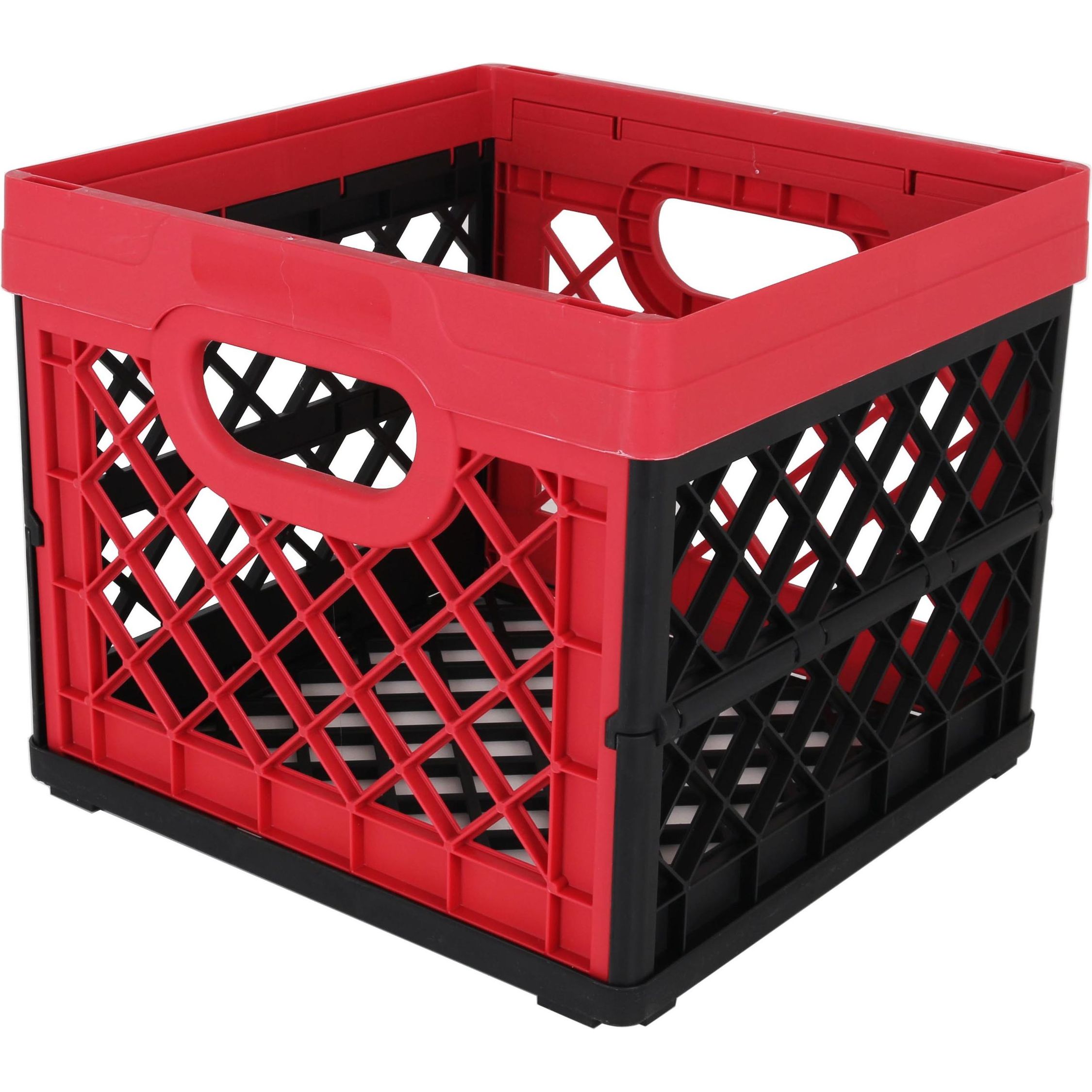 TONTARELLI - CAJA PLEGABLE 25L CUADRADA ROJO/NEGRO - Caja Plegable Plástico Compacta y Funcional - Caja Plegable Plástico Versátil y Práctica - Caja Plegable de Plástico Resistente - Caja Plegable Plástico Portátil y Duradera