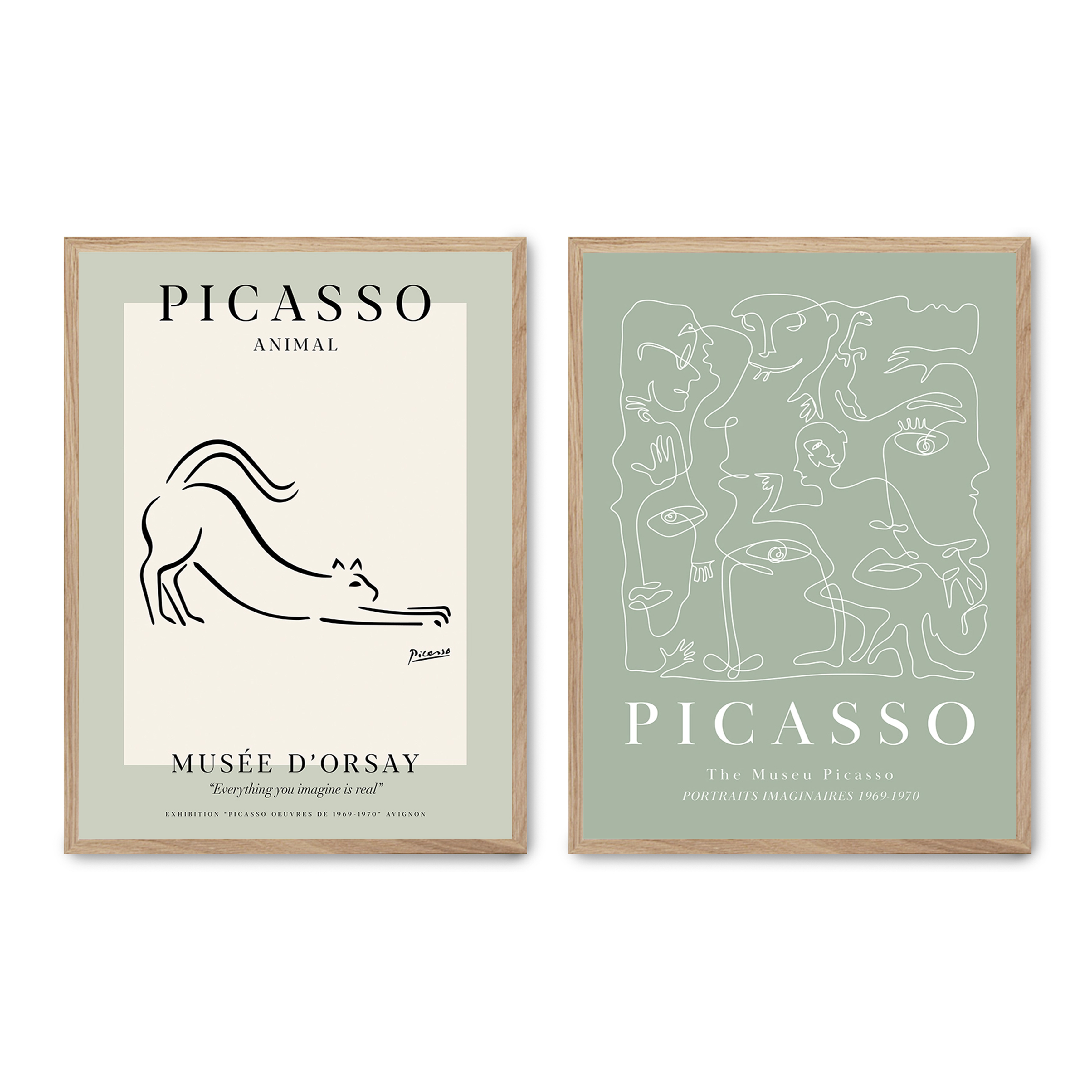 Set compuesto por dos cuadros con marco roble 30x40cm, Póster impreso en papel de calidad premium de 180gr, montado en marco de madera MDF con acabado en color roble, SETS