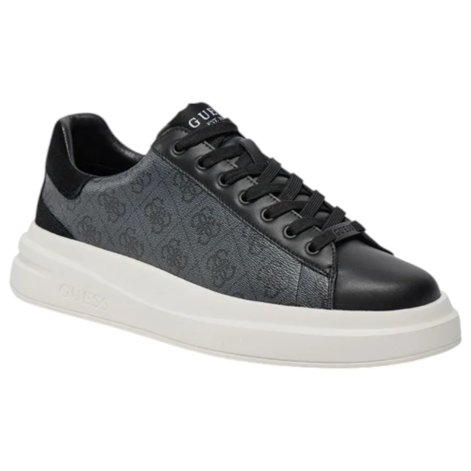 Sneakers Uomo Guess Elba 4G Logo Leather Black Coal
