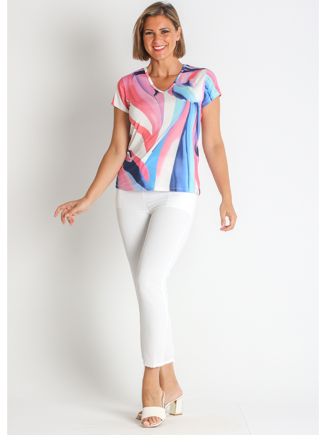 368482L  CAMISETA PUNTO ESTAMPADO CON PEDRERIA