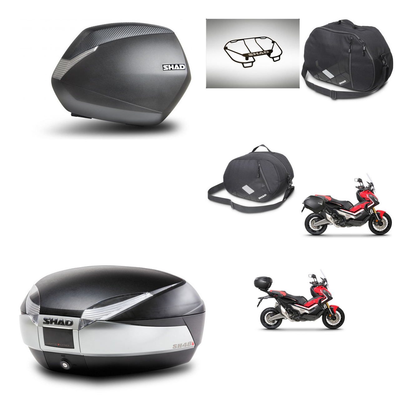 Baul Trasero + Maletas Laterales + Accesorios + Herraje 3P + Herraje Montaje Sh36 Sh 36 Sh48 Titanium Premium KIT-269451