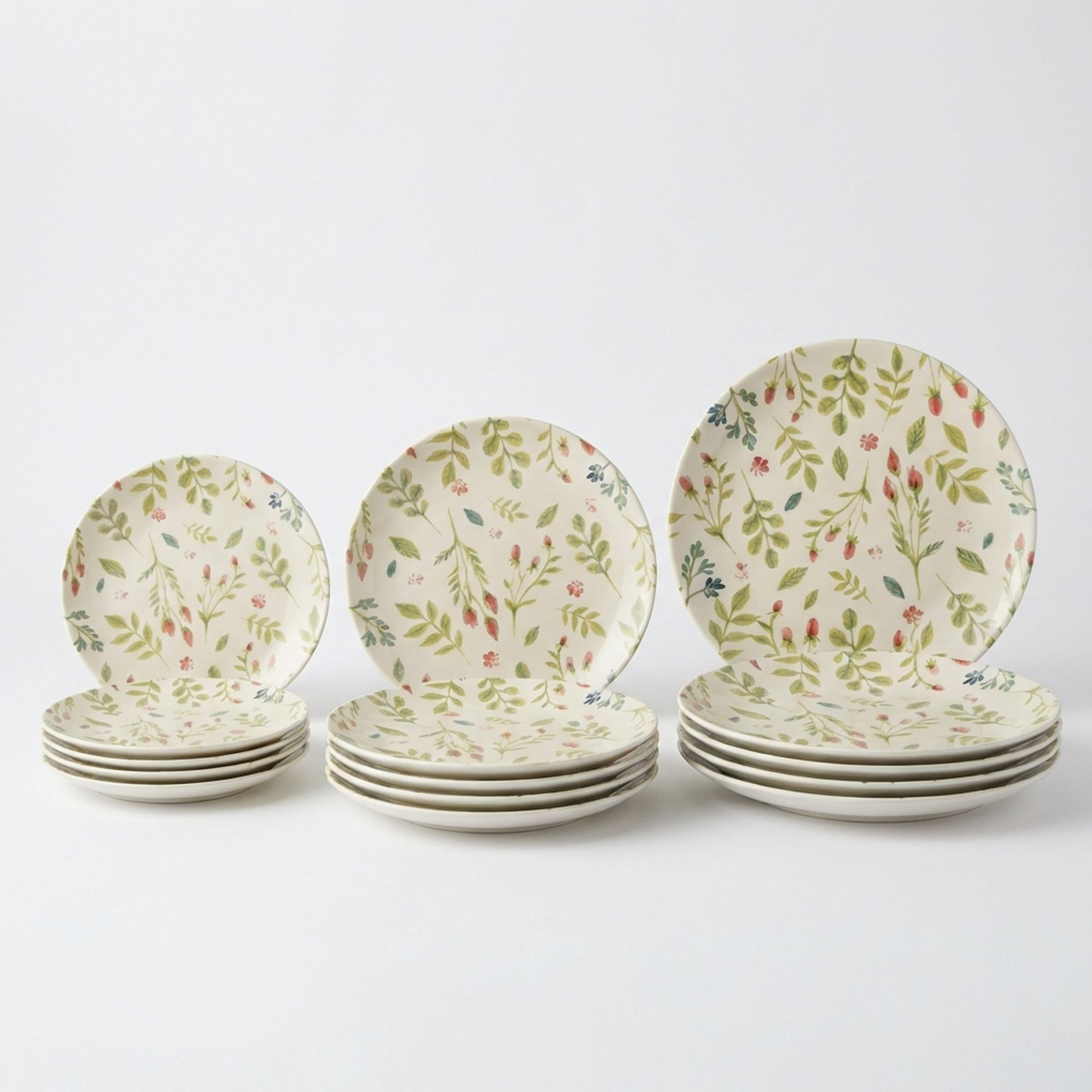 SANTA CLARA | Vajilla Completa 12 Piezas de Cerámica Stoneware para 4 Personas, Forma Coupe Redonda, Diseño Decorado Actual, Apta para Microondas y Lavavajillas, Uso Diario en Hogar y Cocina