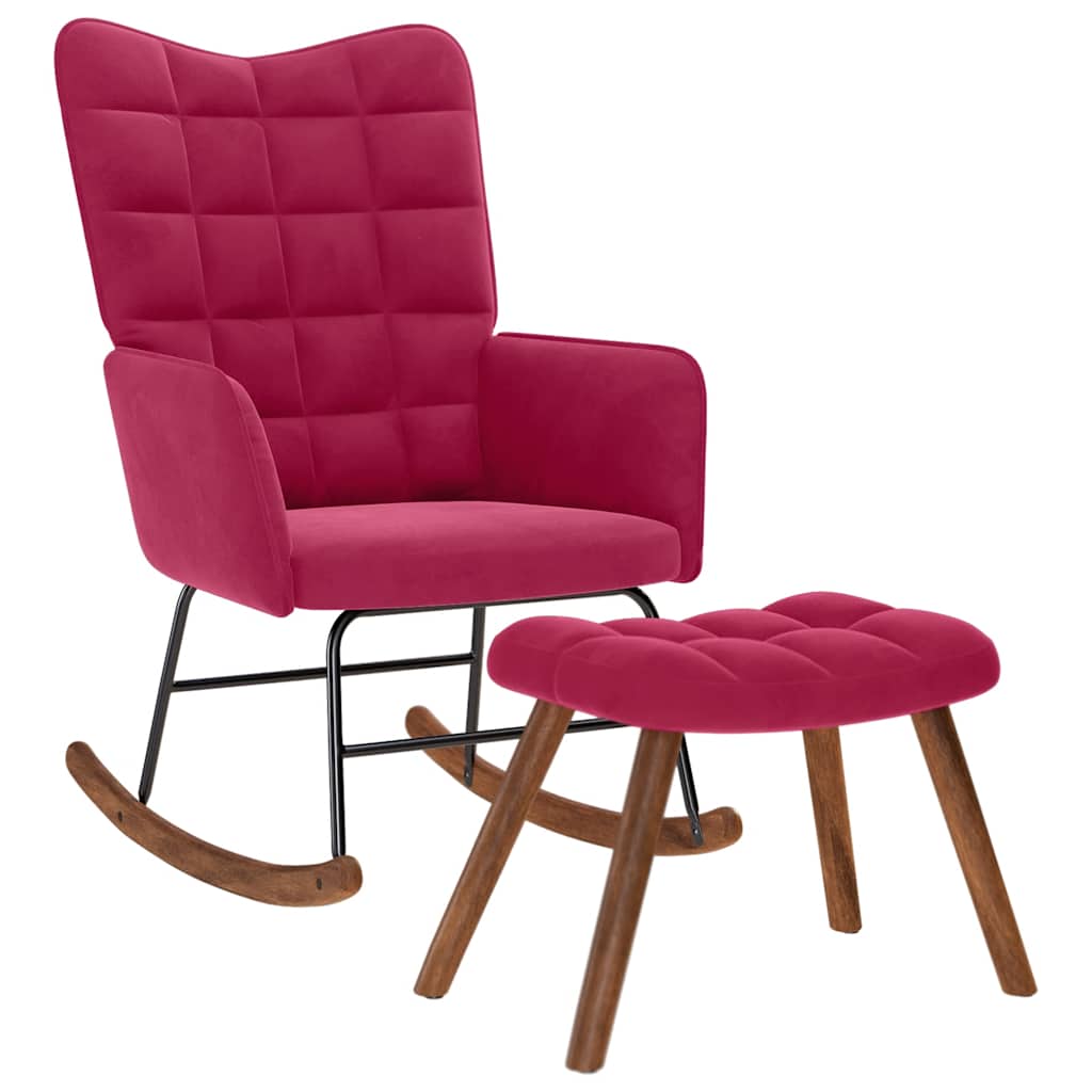 vidaXL Mecedora con taburete de terciopelo Multicolor