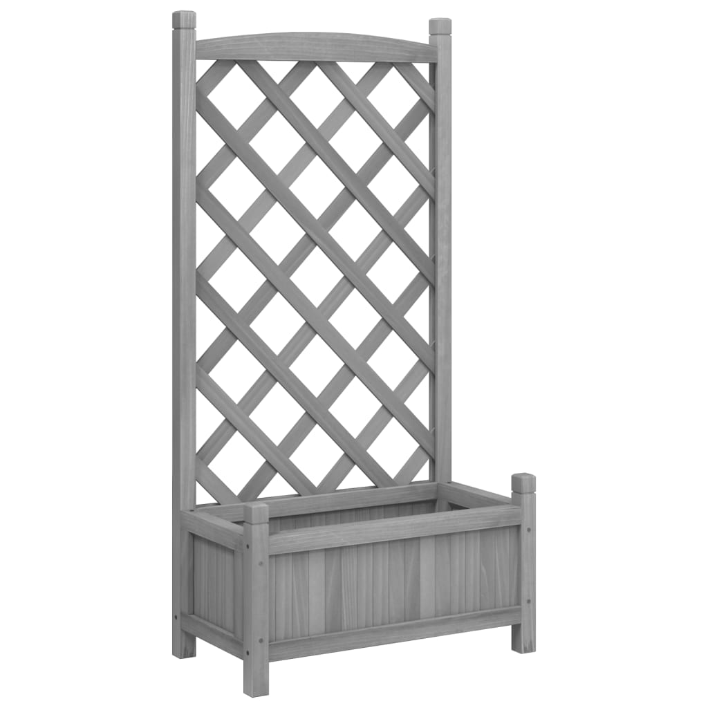 vidaXL Jardinera con enrejado de madera maciza de abeto Color Marrón,  Gris,  Negro y mas