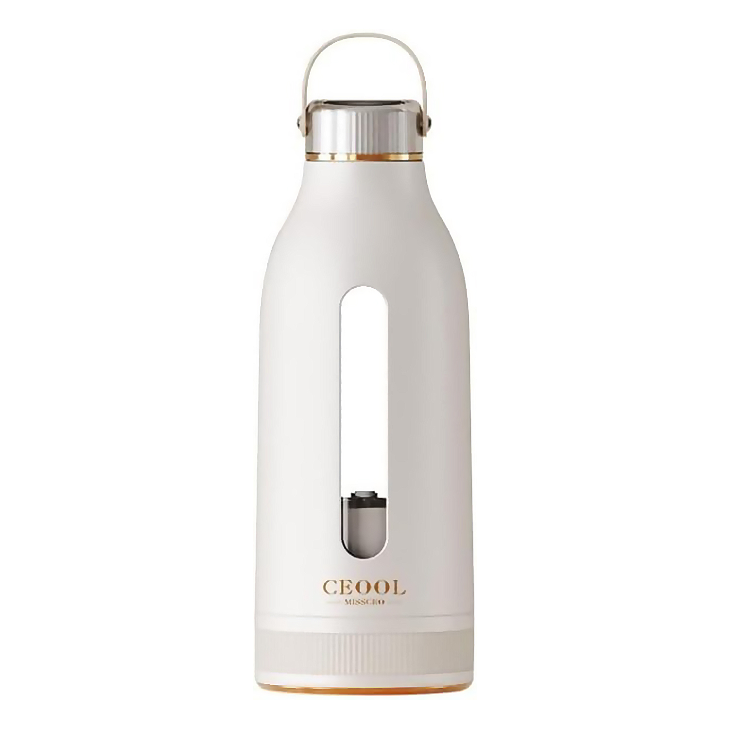 DAM Batidora portátil con diseño de botella de 400ml con 10 cuchillas de acero y batería recargable de 1500mAh. 8x8x22 cm. Color: Blanco
