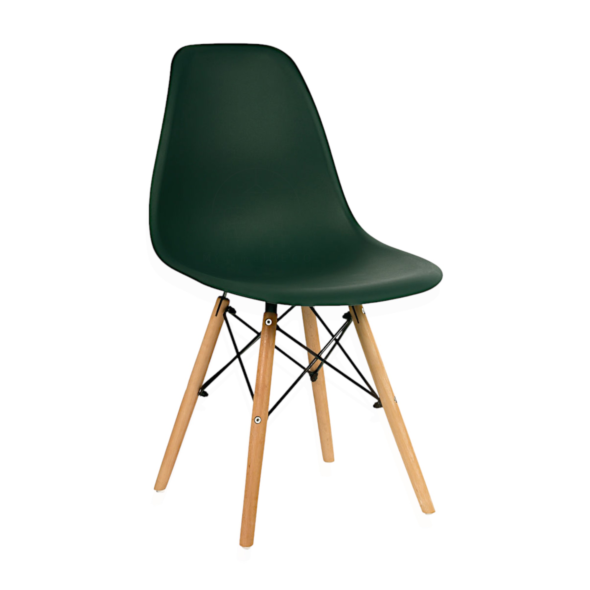 Minimal DECO Silla de Comedor Verde Oscuro con Patas de Madera Natural Diseño decoración nórdica para Cocina, Comedor y Salón Moderno Silla Decorativa de Estilo Nórdico para Interiores Contemporáneos y Espacios Elegantes